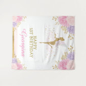 Sprookjesverjaardag Roze Paarse Bloem Feest Achter Wandkleed (Voorkant (horizontaal))