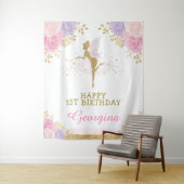 Sprookjesverjaardag Roze Paarse Bloem Party Achter Wandkleed (In situ)