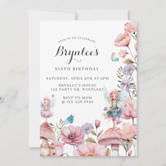 Sprookjesverjaardag, tuinfeest, betoverd, grillig kaart (Voorkant)