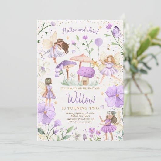 Sprookjesverjaardag Whimsical Prinses Sprookjesver Kaart (Staand voorkant)