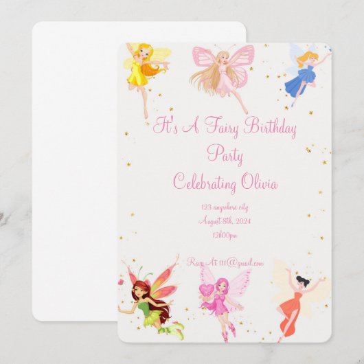 SPROOKJESVERJAARDAGSFEEST VOOR MEISJES KAART (Voorkant / Achterkant)