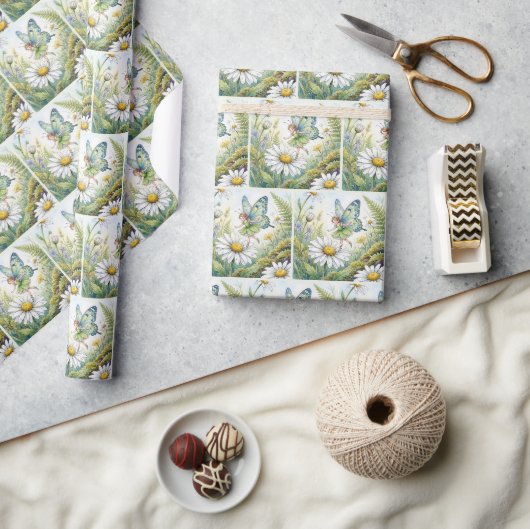 Sprookjesvlinder In een Madeliefjestuin Cadeaupapier (Crafts)
