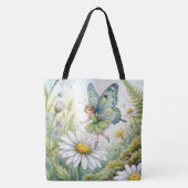Sprookjesvlinder In een Madeliefjestuin Tote Bag (Voorkant)
