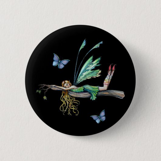 Sprookjesvlinder Knop, Speld van Molly Harrison Ronde Button 5,7 Cm (Voorkant)