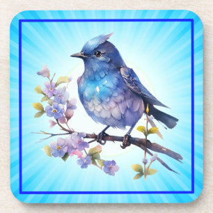 Sprookjesvogel Bloemen waterverf Clipart-73611 Bier Onderzetter