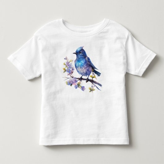 Sprookjesvogel Bloemen waterverf Clipart-73611 Kinder Shirts (Voorkant)