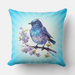 Sprookjesvogel Bloemen waterverf Clipart-73611 Kussen
