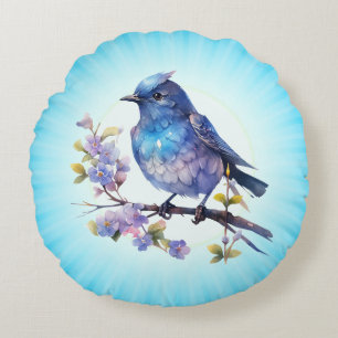 Sprookjesvogel Bloemen waterverf Clipart-73611 Rond Kussen