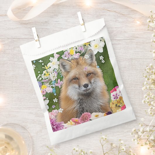 Sprookjesvos in het bloemenveld bedankzakje (Geknipt)