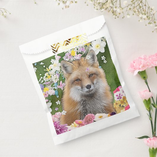 Sprookjesvos in het bloemenveld bedankzakje (Gezegeld)