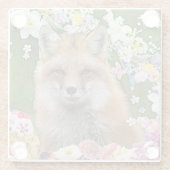 Sprookjesvos in het bloemenveld glazen onderzetter (Achterkant)