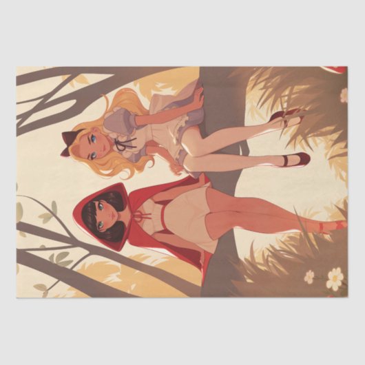 Sprookjesvrienden Little Red Riding Hood & Alice Tissuepapier (Voorkant)