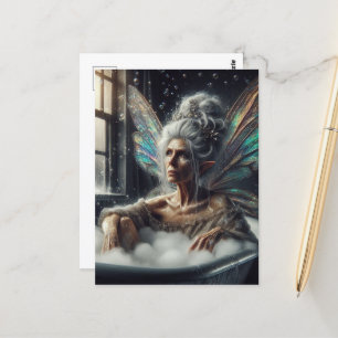 Sprookjesvrouw die een bad neemt briefkaart