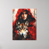 Sprookjesvrouw en een wolf canvas afdruk (Voorkant)