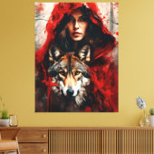 Sprookjesvrouw en een wolf canvas afdruk (Insitu (Woonkamer))