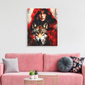 Sprookjesvrouw en een wolf canvas afdruk (Insitu (Woonkamer))