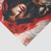 Sprookjesvrouw en een wolf decoupage tissuepapier (Detail)