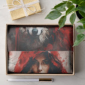Sprookjesvrouw en een wolf decoupage tissuepapier (Geschenk)