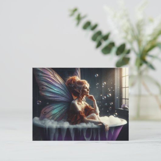 Sprookjesvrouw in het bubbelbad briefkaart (Staand voorkant)