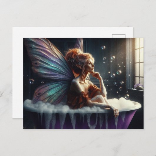 Sprookjesvrouw in het bubbelbad briefkaart (Voorkant / Achterkant)