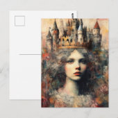 Sprookjesvrouw met kasteel op haar hoofd briefkaart (Voorkant / Achterkant)