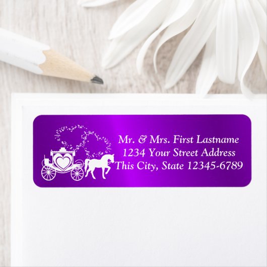 Sprookjeswagen en harten Paarse Etiket (Insitu)