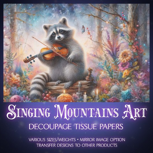 Sprookjeswasbeer muzikant Floral Decoupage Tissuepapier