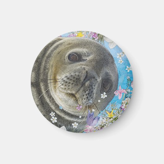 Sprookjeszegel in de oceaan van bloemen magneet (Voorkant)