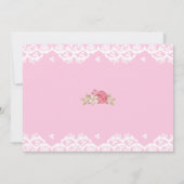 Sprookjeszwaan roze bloem en kant 1e verjaardag kaart (Achterkant)