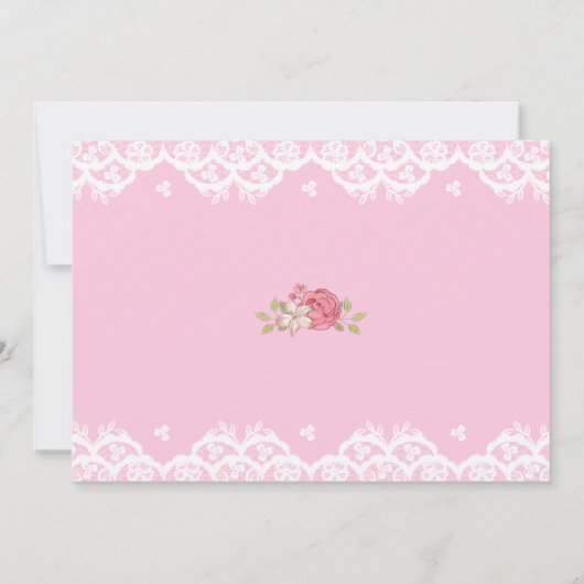 Sprookjeszwaan roze bloem en kant 1e verjaardag kaart (Achterkant)