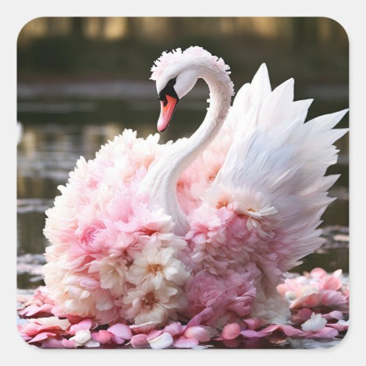 Sprookjeszwaan Vierkante Sticker (Voorkant)