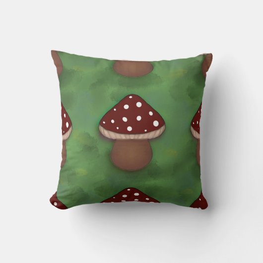 Sprookjeszwamkussen - groen en rood kussen (Voorkant)
