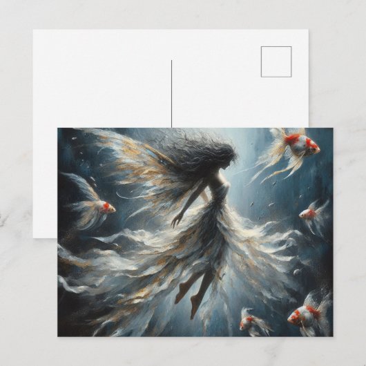 Sprookjeszwemmen met Oranje en witte vis Briefkaart (Voorkant / Achterkant)