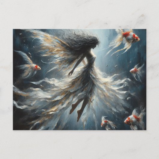 Sprookjeszwemmen met Oranje en witte vis Briefkaart (Voorkant)