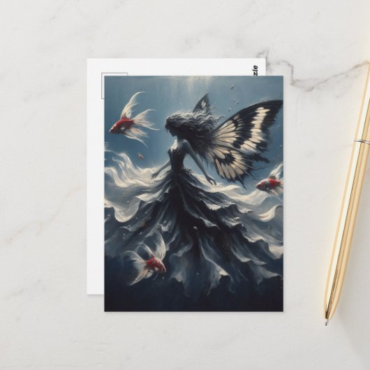 Sprookjeszwemmen met vis briefkaart (Voorkant / Achterkant in situ)