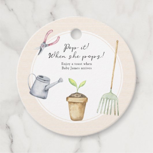 Sprout Baby shower Pop het! Als ze poppen Bedankjes Labels (Voorkant)