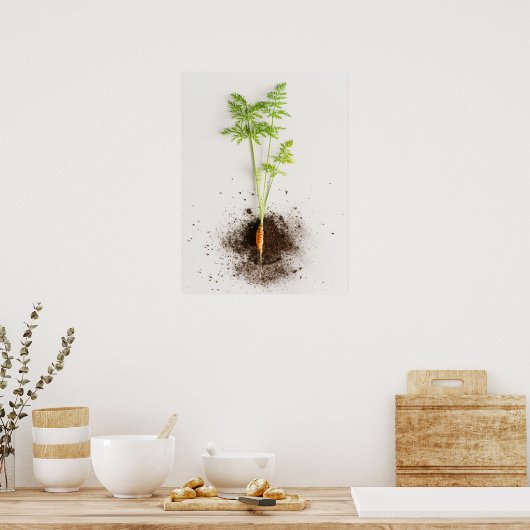 Sprout Carrot Minimalist Botanical photo Poster (Keuken)