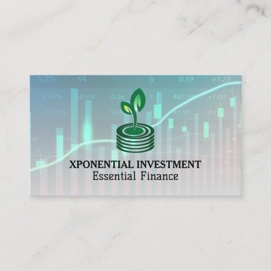 Sprout Coins Financiële Logo | Beursgrafiek Visitekaartje (Voorkant)