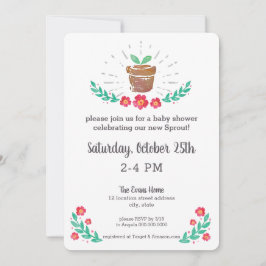 Sprout Plant Baby shower Garden Pot Waterverf Kaart
