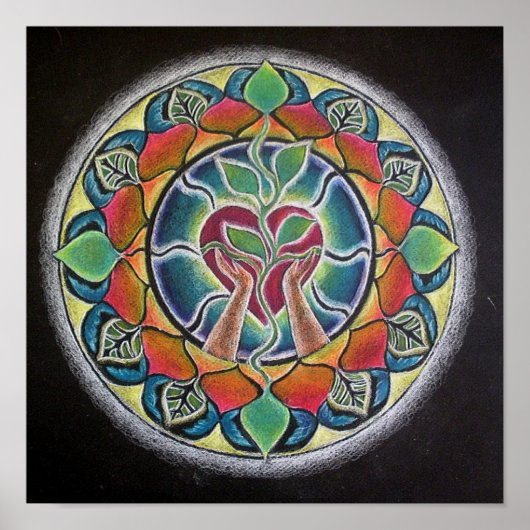 Sprouting Heart Mandala Poster (Voorkant)
