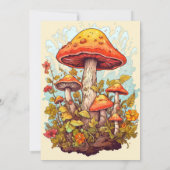 Sprouting Mushroom Illustratie Verjaardagsfeest Kaart (Achterkant)