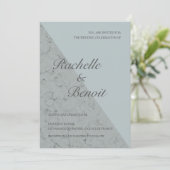 Spruce blue grijs marmer elegant modern huwelijk kaart (Staand voorkant)