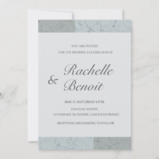 Spruce blue grijs marmer elegant modern huwelijk kaart (Voorkant)