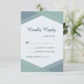 Spruce Blue Mint Geometric Modern Wedding RSVP Kaart (Staand voorkant)