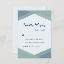 Spruce Blue Mint Geometric Modern Wedding RSVP Kaart
