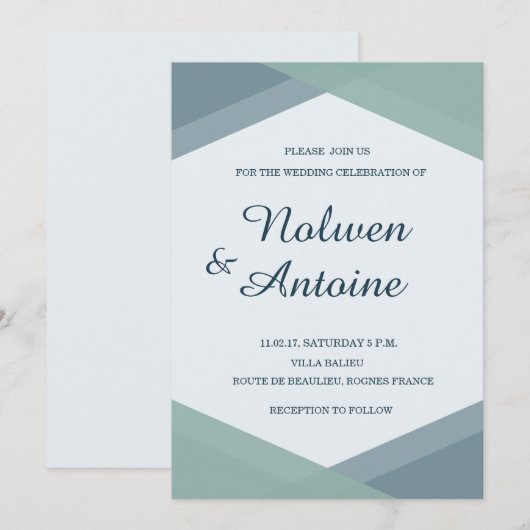 Spruce Blue Mint Geometrische Elegante Moderne Huw Kaart (Voorkant / Achterkant)