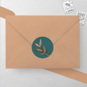 Spruce en Bronzen Herfst Leaf Bruiloft Ronde Stick Sticker
