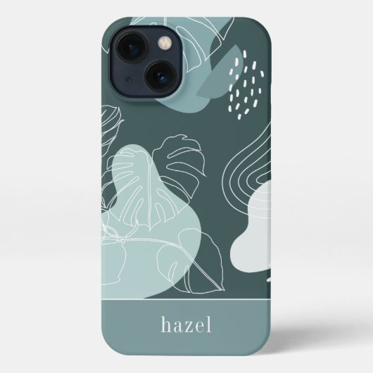 Spruce Green Boho Tropical Monstera Leaf iPhone Hoesje (Achterkant)