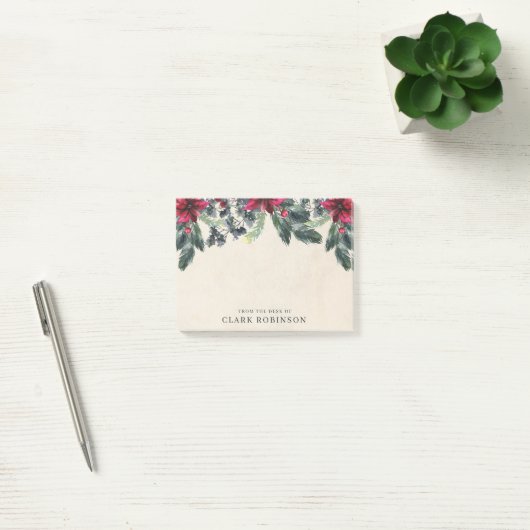 Spruce Greenery Red Poinsettia Kerstmis Post-it® Notes (Kantoor)