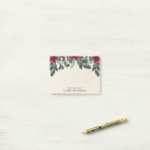 Spruce Greenery Red Poinsettia Kerstmis Post-it® Notes (Op bureau)